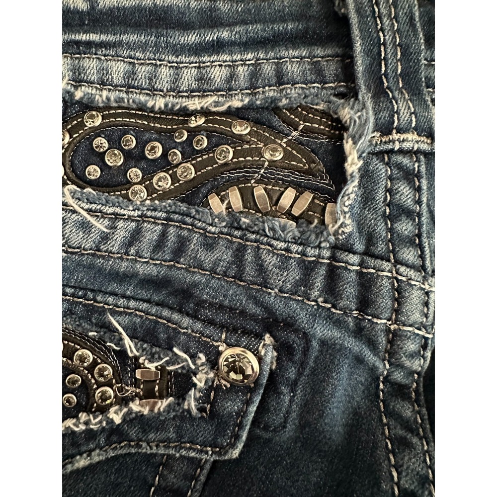 Miss Me Bootcut Jeans Women 30 Blue Medium Wash Bling Flap Pocket Y2K 33x32 - Picture 6 of 7